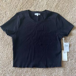 Good American Cropped Ribbed Tee